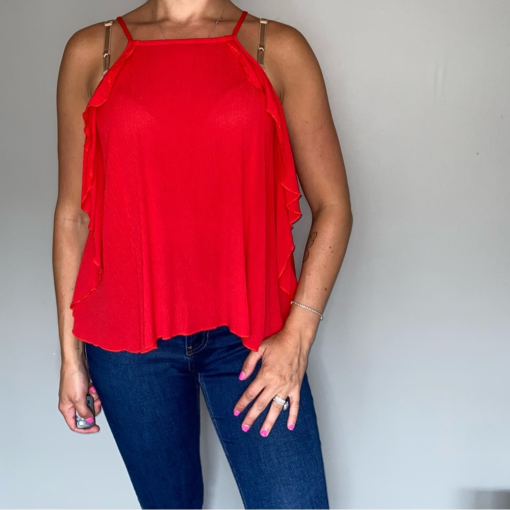 Bright Red Flowy Tank